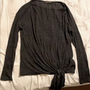 Long sleeve soft knit shirt with front tie